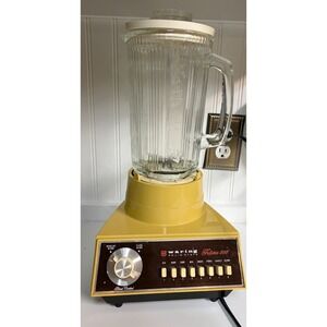 Vintage Waring Solid State Futura 900 Blender Yellow Glass Jar 8 Speed WORKS
